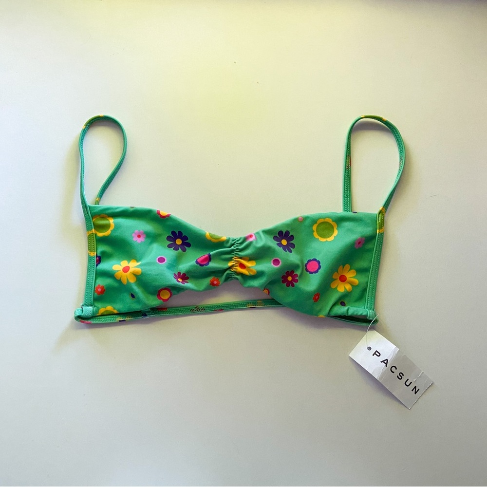 Pacsun green floral bikini top xxs